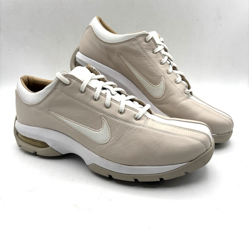Nike Golf  Shoes Women Size 9.5 White Tan Leather Spikes Sports Performance